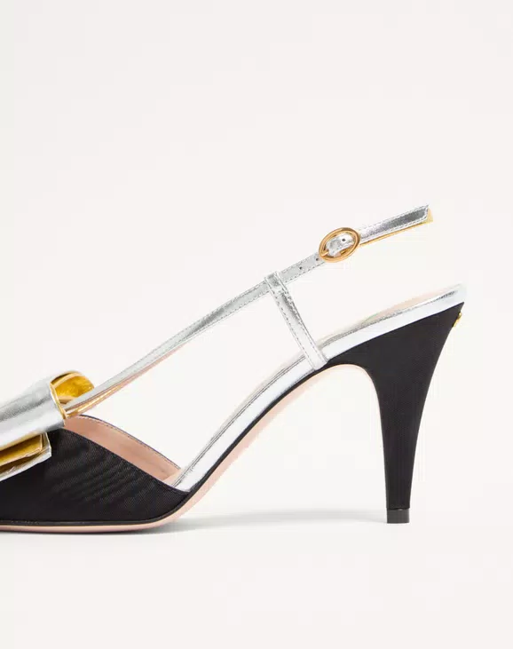 Valentino Bowow Slingback Pumps In Moirè Fabric 85Mm - Image 2